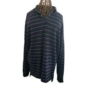 Polo Ralph Lauren Purple Black Green Striped Long Sleeve Polo Shirt XXL